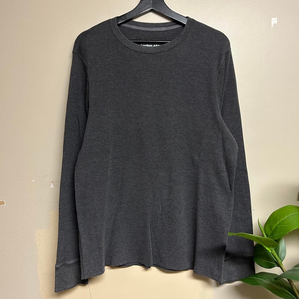 Urban Pipeline Mens XL Grey Skater Waffle Knit Thermal Long Sleeve Shirt Y2K